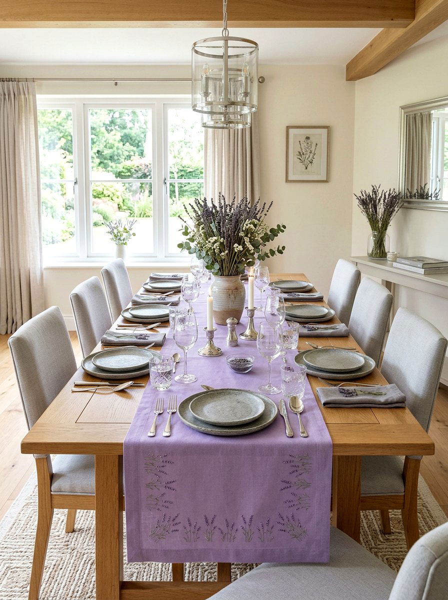 Lavender Table Runner - 25 Spring Table Runner Ideas