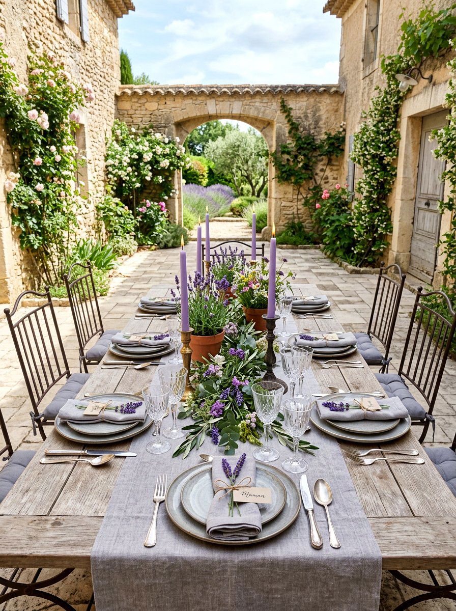 Lavender Table Setting - 25 Spring Wedding Table Decor Ideas