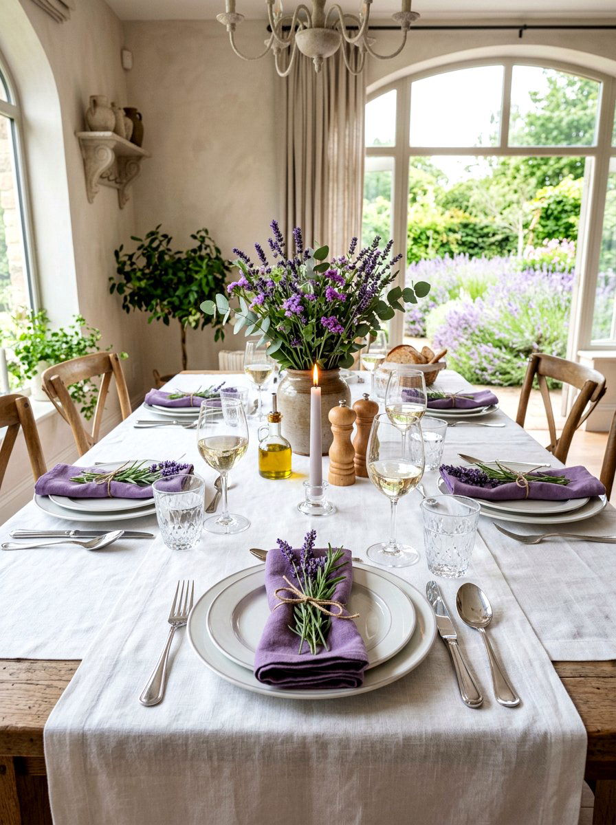 Lavender Table Setting - 25 Spring Bridal Shower Decor Ideas