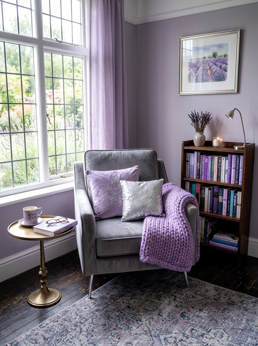 Lavender Theme Reading Corner - 25 Spring Accent Pillow Ideas