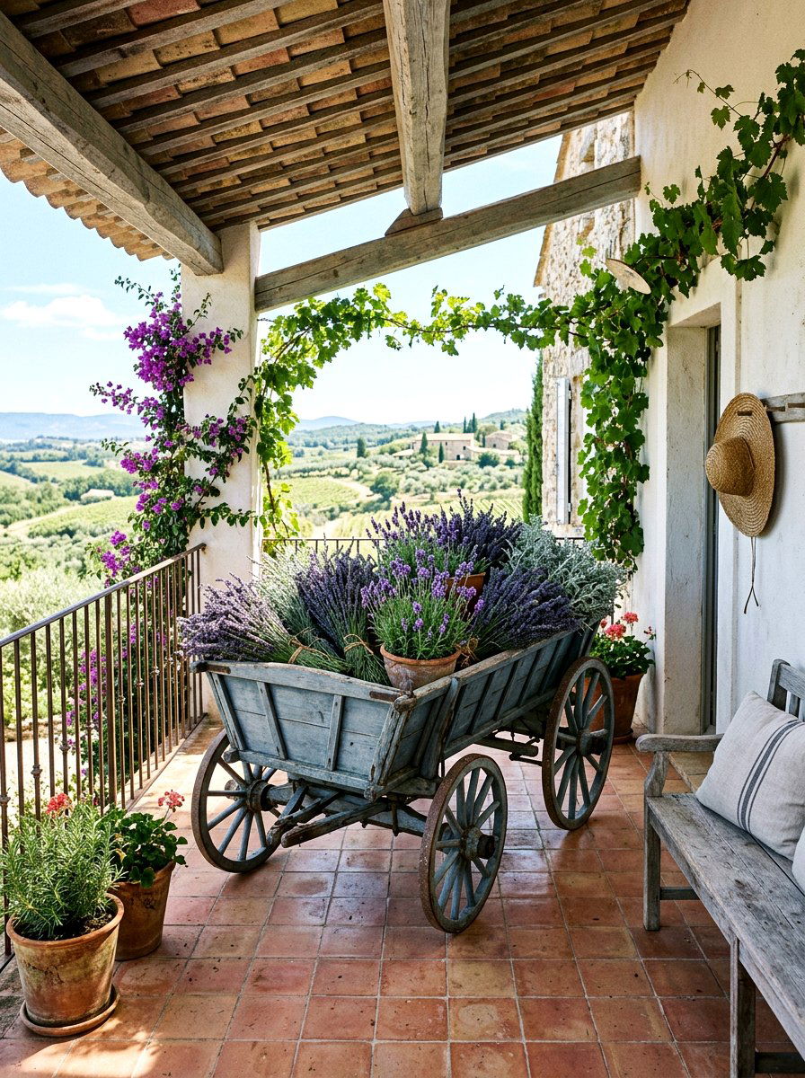 Lavender Wagon Arrangement - 25 Spring Porch Wagon Decor Ideas