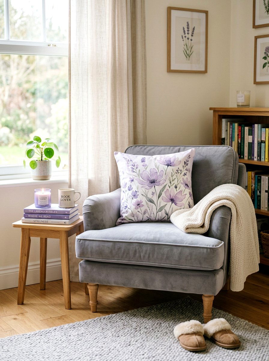 Lavender Watercolor Flower Pillow - 25 Spring Patterned Pillow Ideas