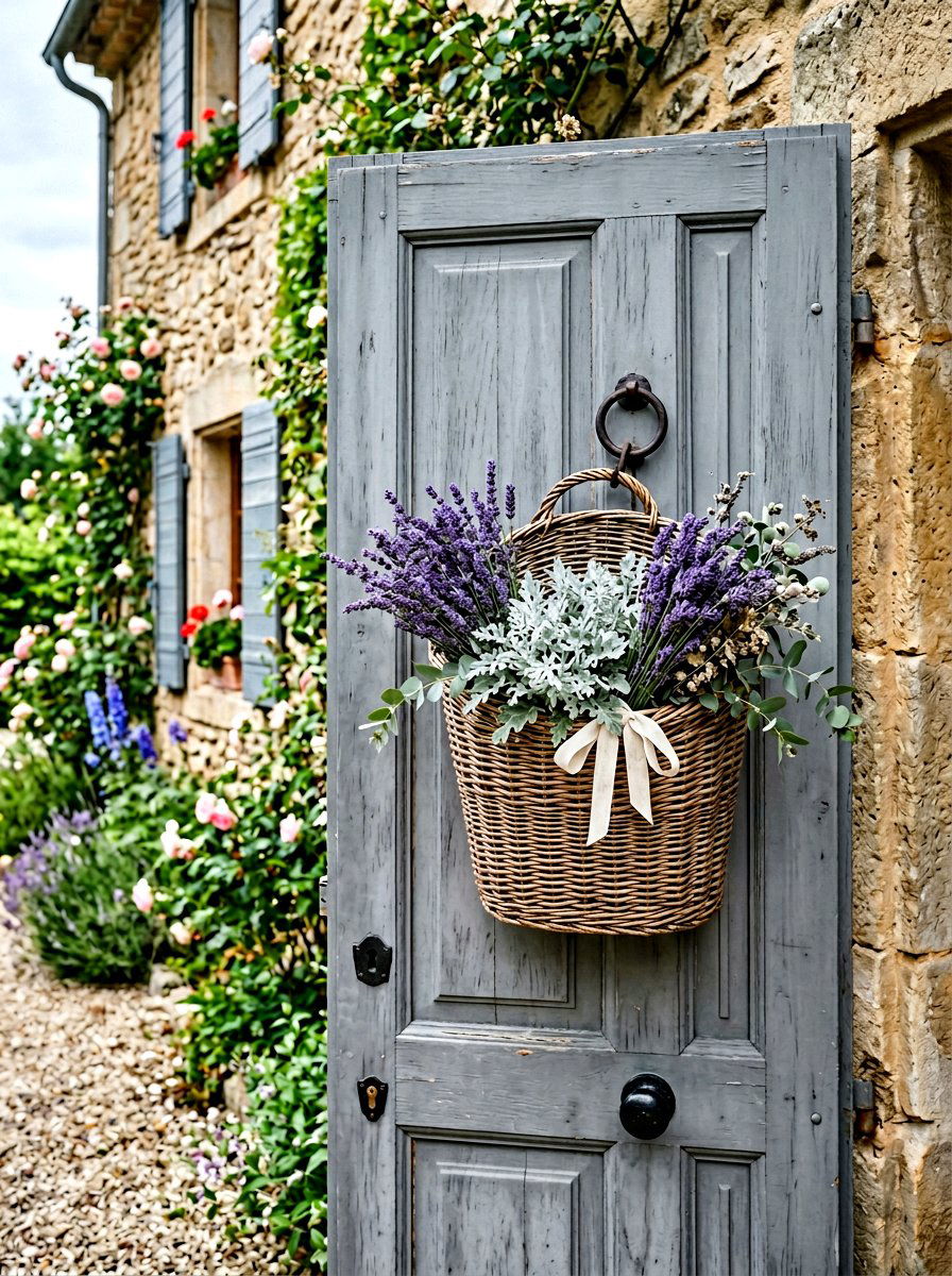 Lavender Wicker Wall Basket - 25 Spring DIY Door Basket Ideas