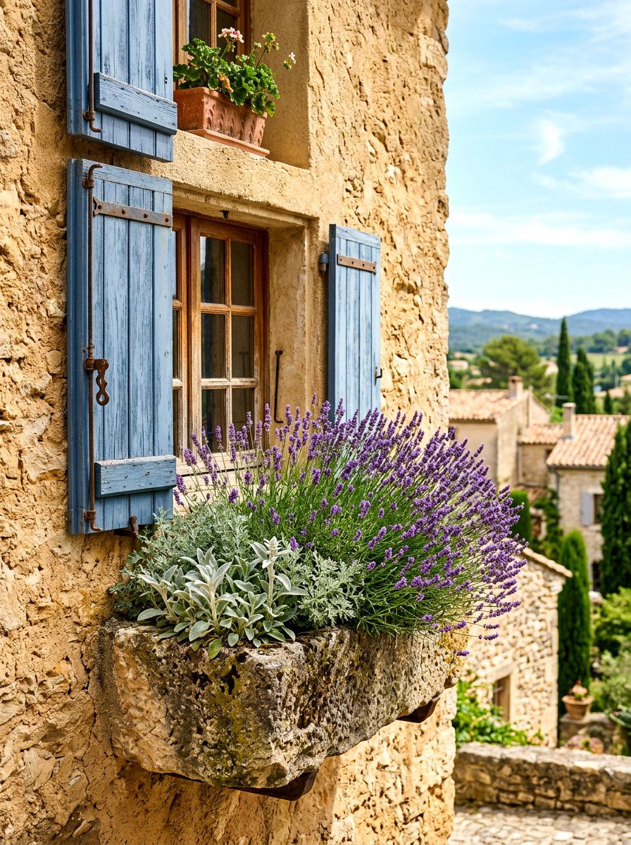 Lavender Window Box - 25 Spring Window Box Planter Ideas