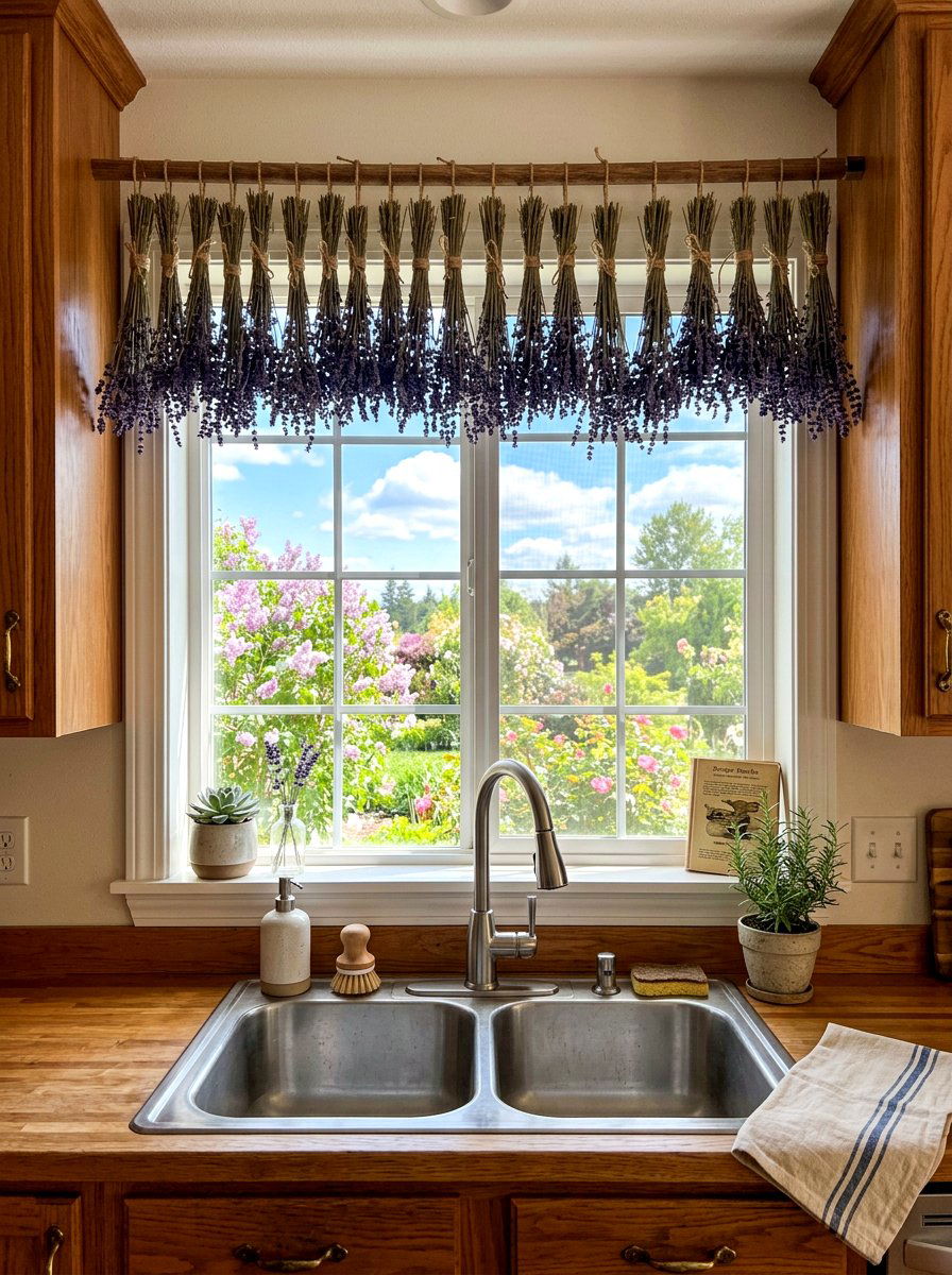 Lavender Window Valance - 25 Spring Dried Lavender Decor Ideas