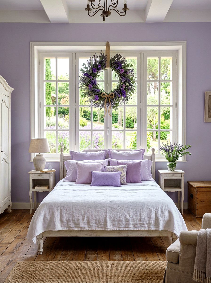 Lavender Window Wreath - 25 Spring Window Wreath Ideas