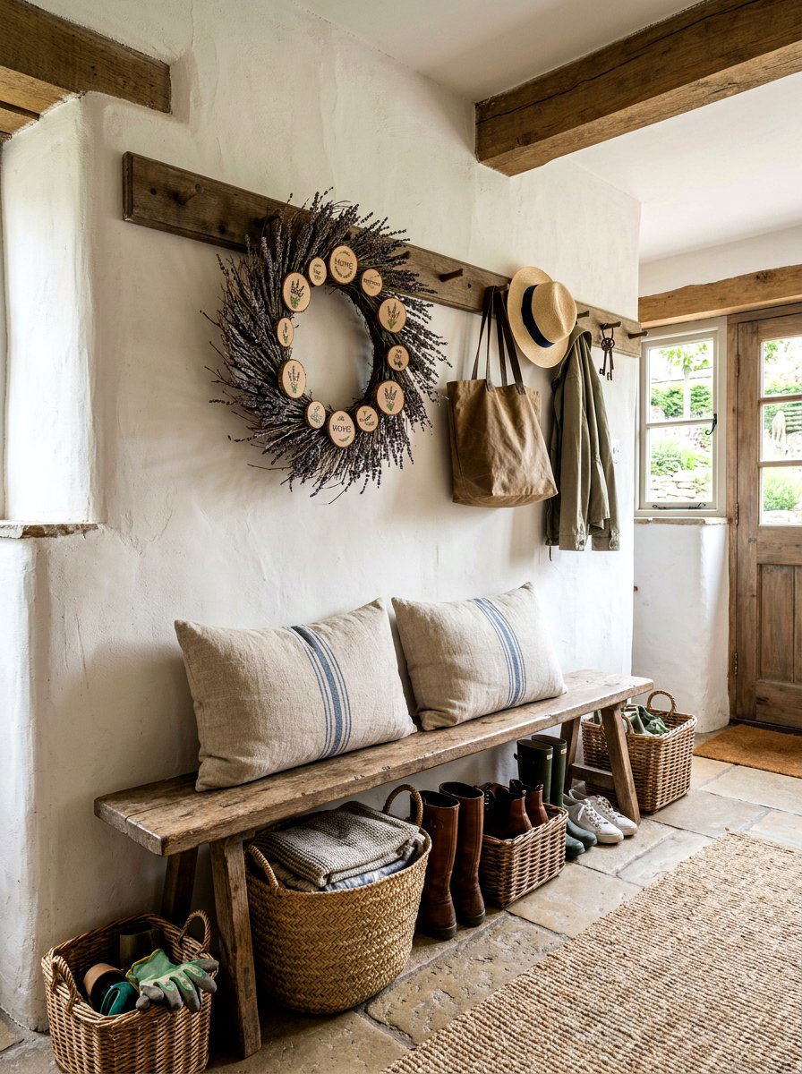 Lavender Wood Slice Wreath - 25 Spring Asymmetrical Wreath Ideas