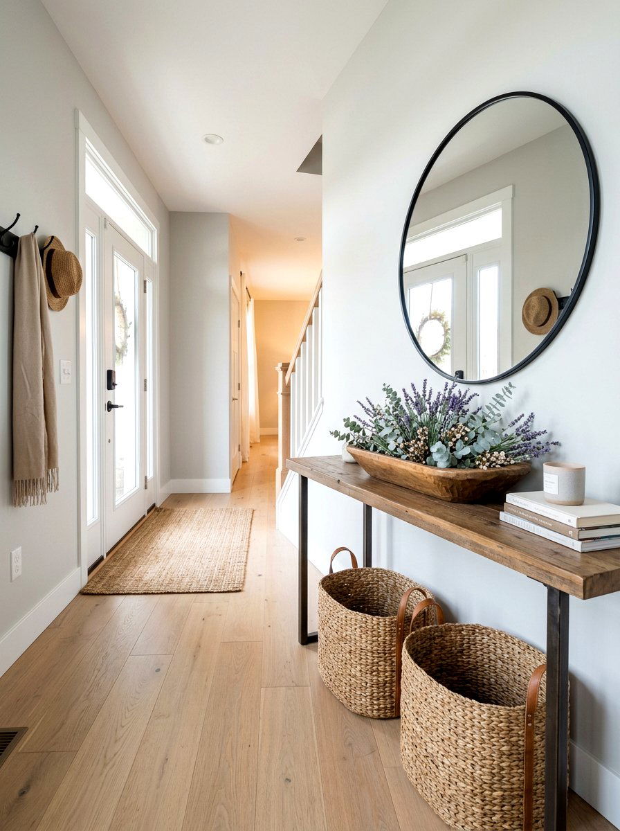 Lavender and Eucalyptus Entryway - 25 Spring Dough Bowl Decor Ideas