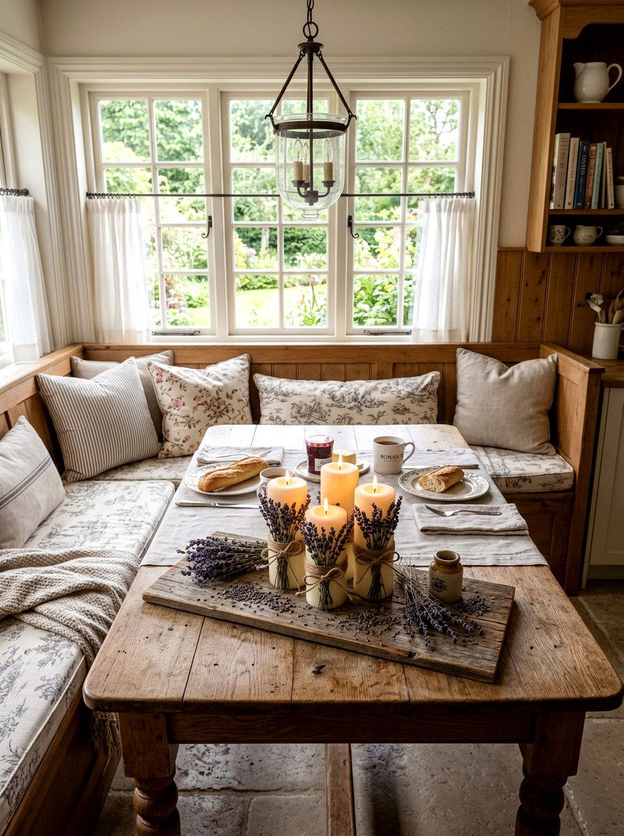 Lavender and candle centerpiece - 25 Spring Pillar Candle Ideas