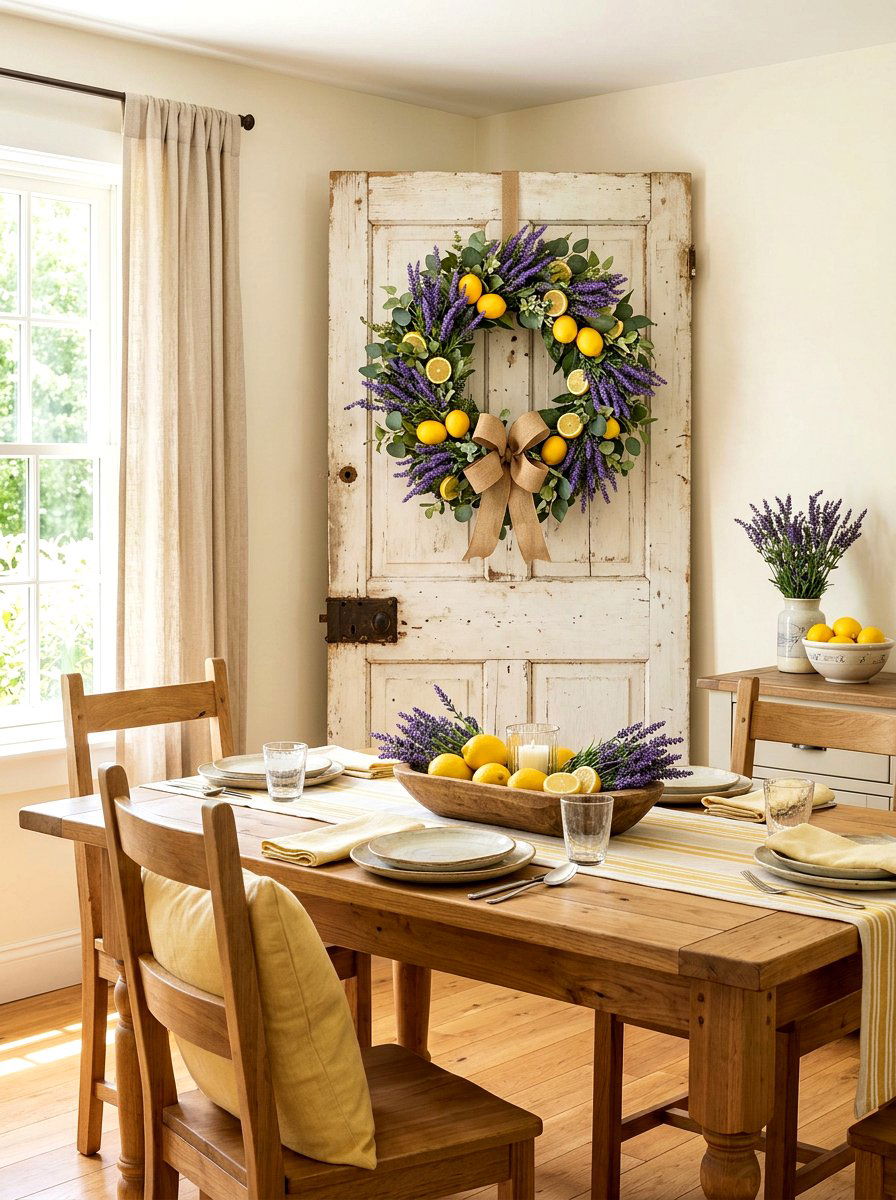 Lavender and lemon wreath - 25 Spring Lavender Wreath Ideas