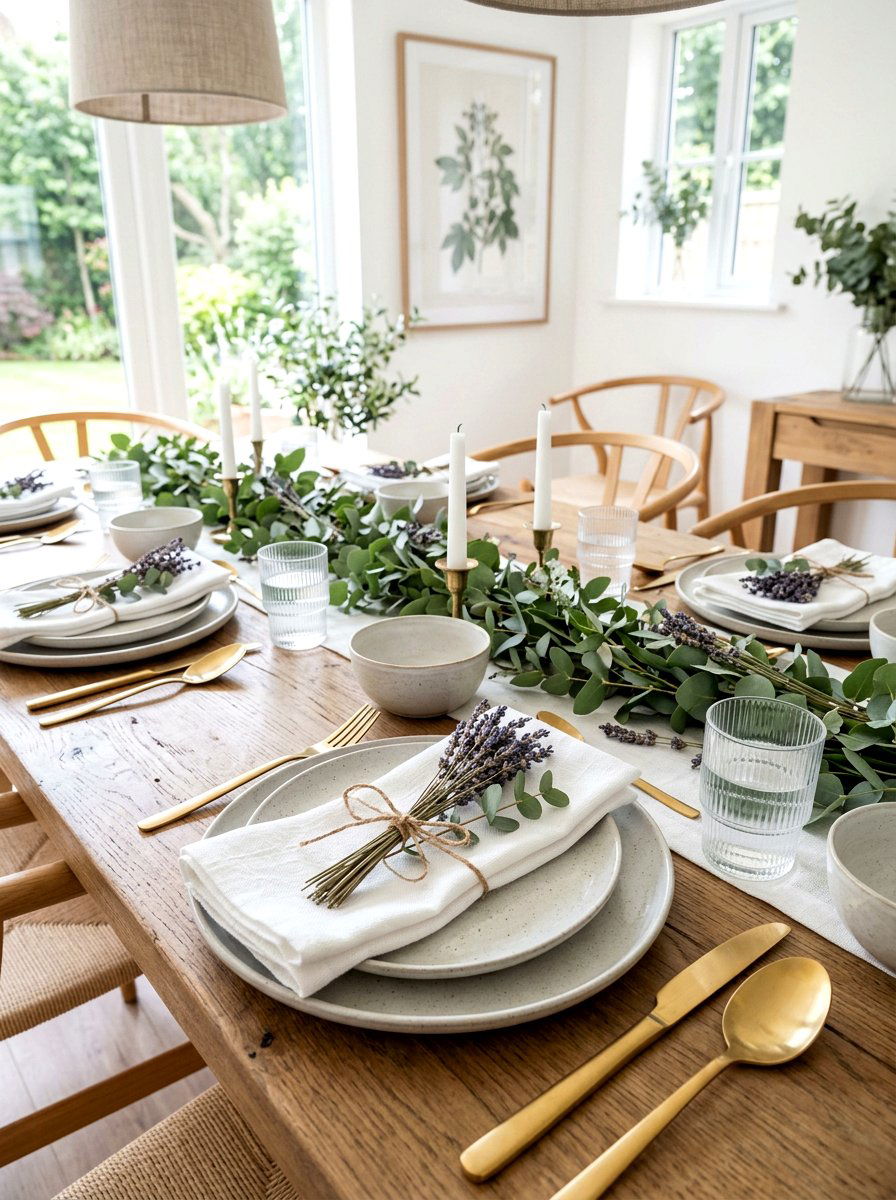 Lavender and linen table decor - 25 Spring Place Setting Ideas