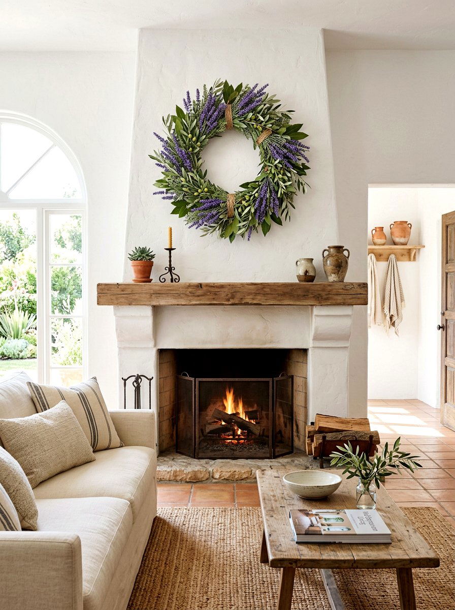 Lavender and olive leaf wreath - 25 Spring Lavender Wreath Ideas