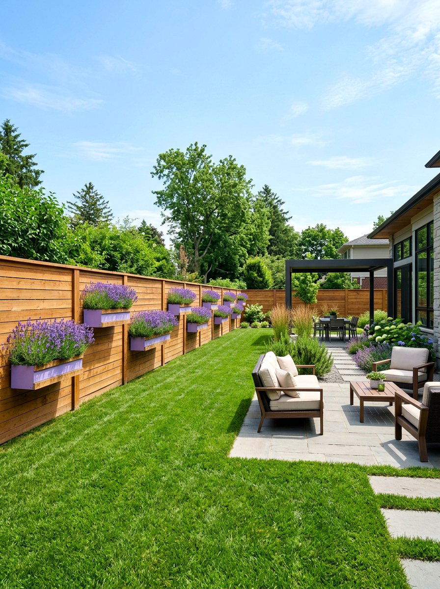 Lavender backyard fence planters - 25 Spring Lavender Decor Ideas