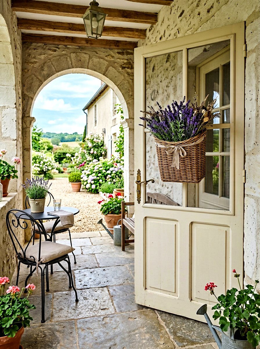 Lavender basket for front door - 25 Spring Screen Door Decor Ideas