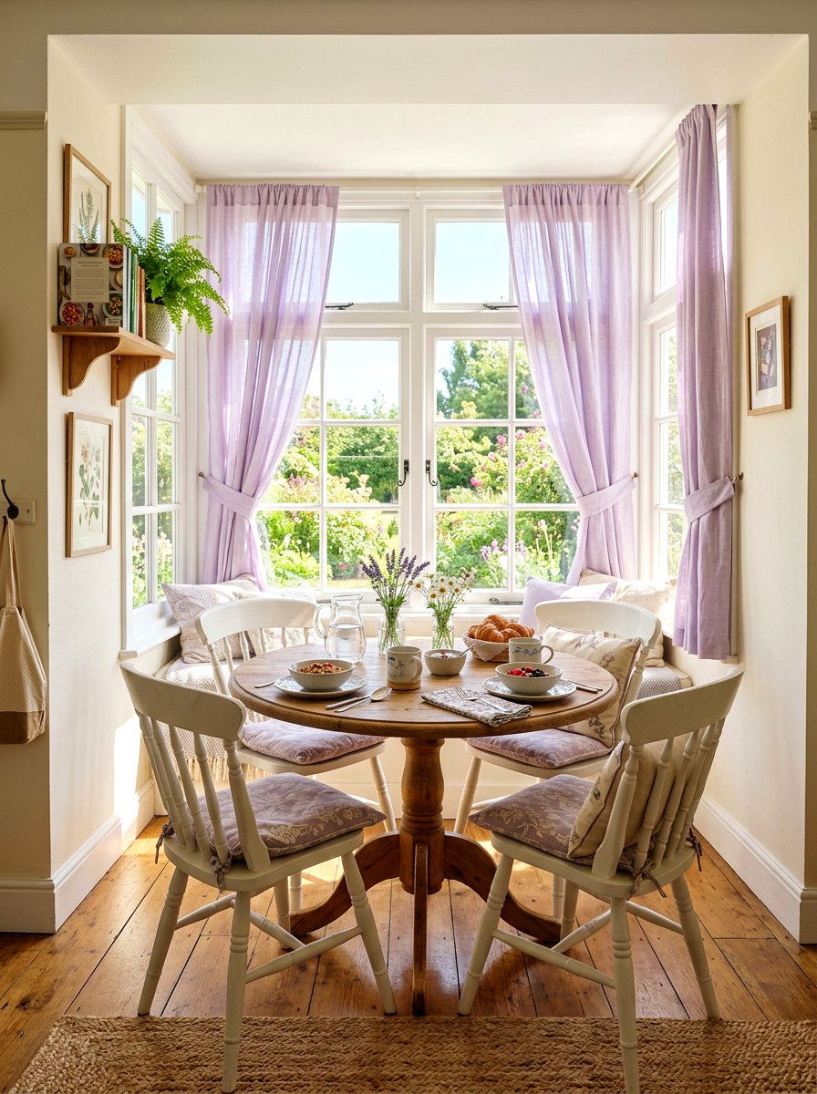 Lavender breakfast nook curtains - 25 Spring Lavender Decor Ideas