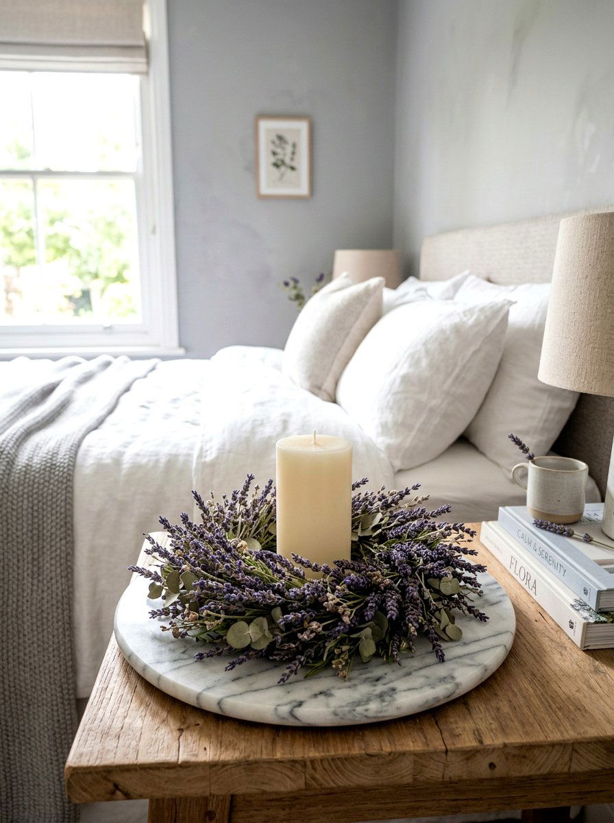 Lavender candle ring - 25 Spring Candle Wreath Ideas