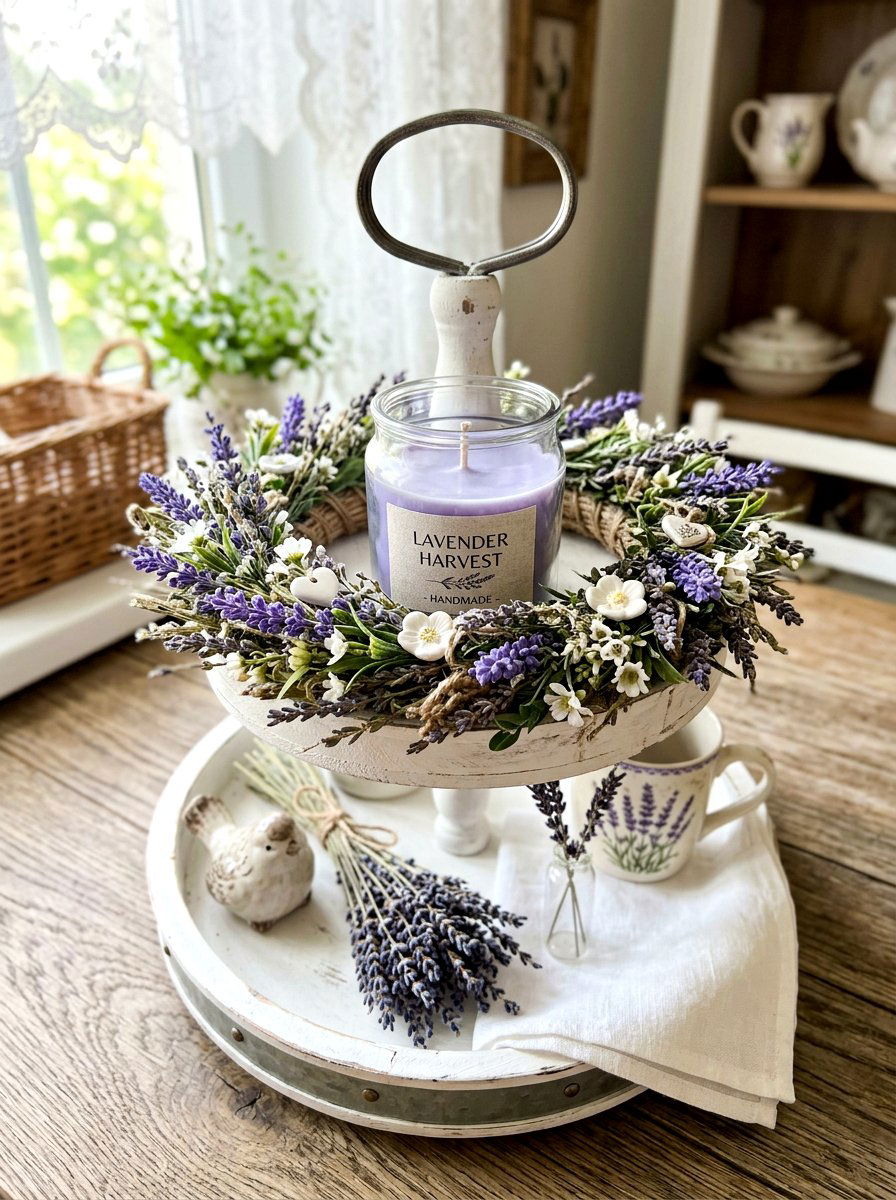 Lavender candle ring - 25 Spring Candle Ring Ideas