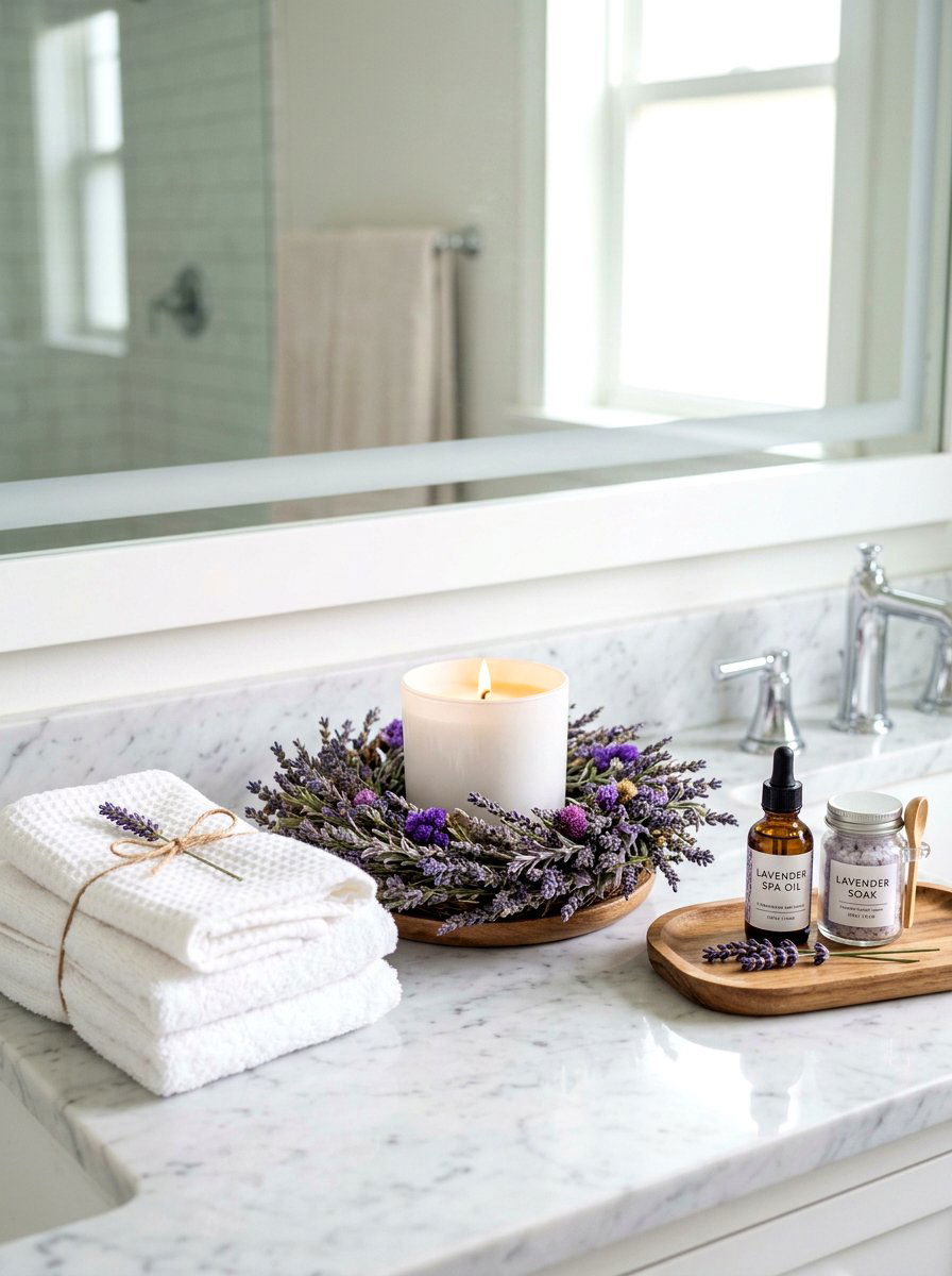 Lavender candle ring - 25 Spring Candle Decor Ideas