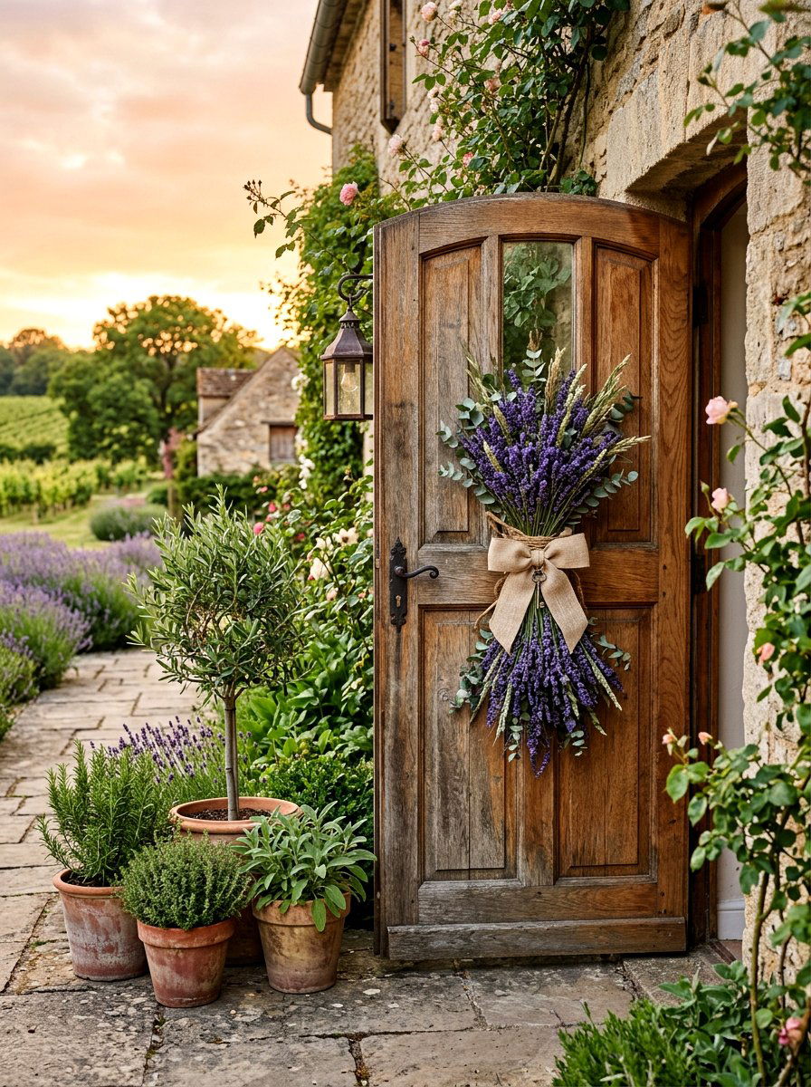 Lavender door swag - 25 Spring Door Hanger Ideas