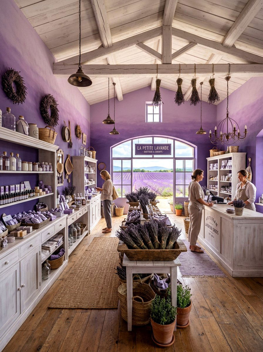 Lavender field store design - 25 Spring Visual Merchandising Ideas