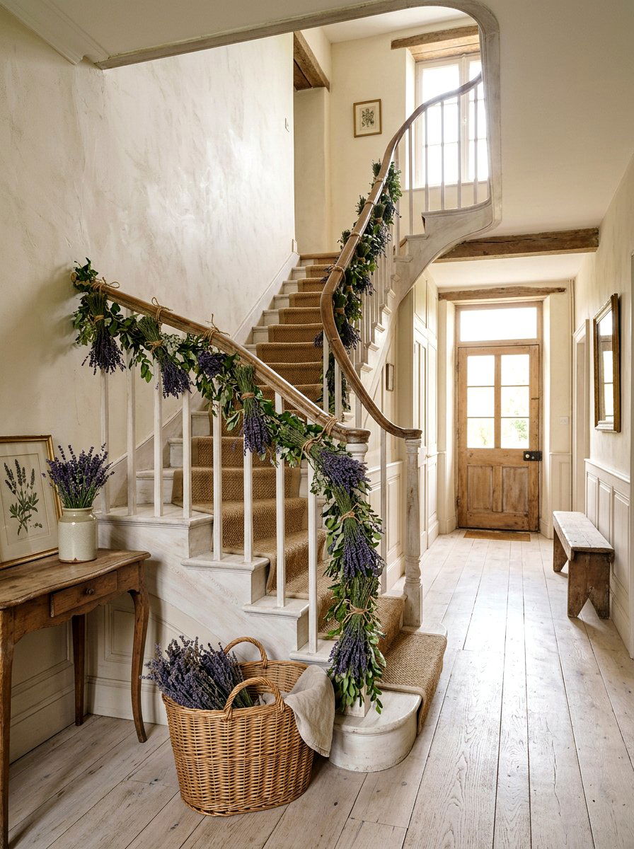 Lavender garland - 25 Spring Staircase Garland Ideas