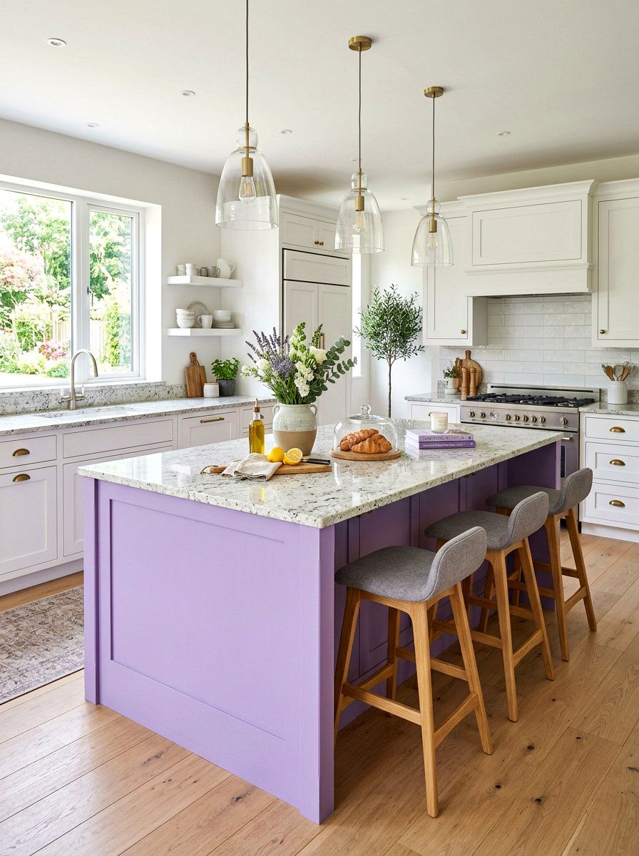 Lavender kitchen island display - 25 Spring Lavender Decor Ideas
