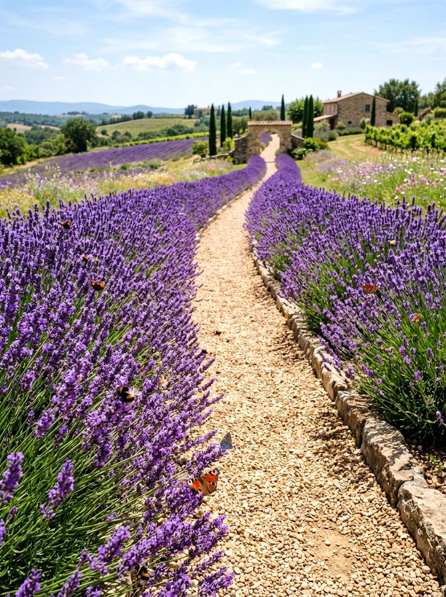 Lavender lined walkway - 25 Spring Front Walkway Decor Ideas