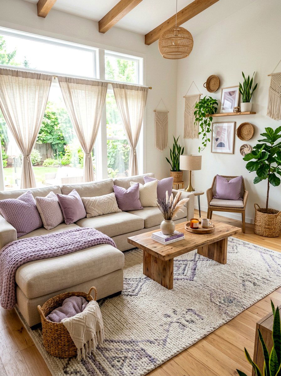 Lavender living room throw pillows - 25 Spring Lavender Decor Ideas
