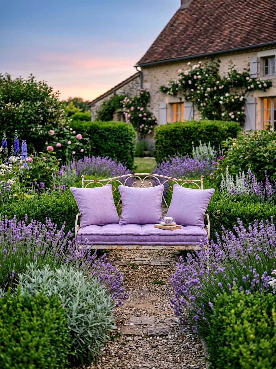 Lavender purple garden cushion - 25 Spring Outdoor Cushion Ideas