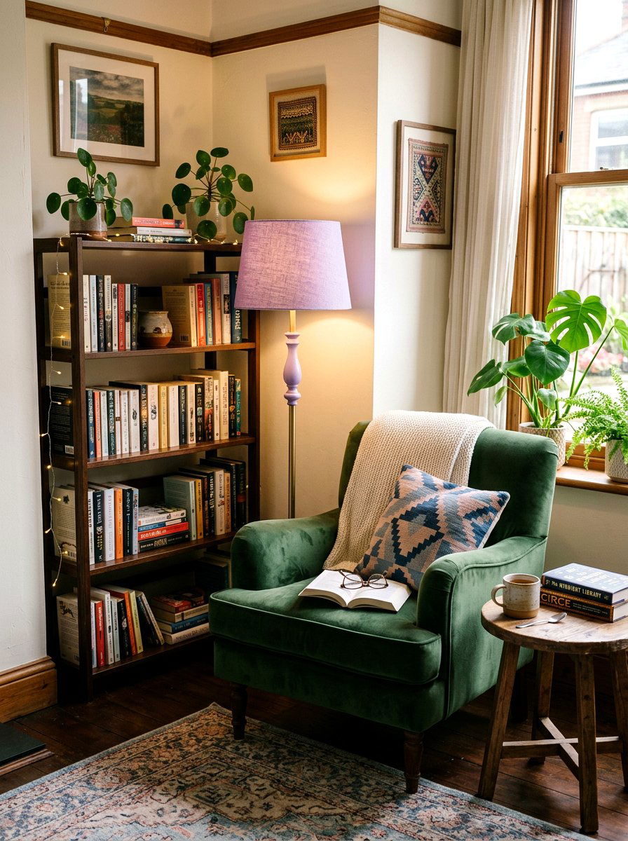 Lavender reading corner lamp - 25 Spring Lavender Decor Ideas