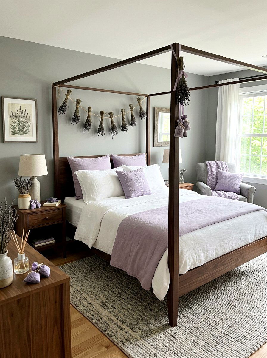 Lavender scent room decor - 25 Spring Four Poster Bed Decor Ideas