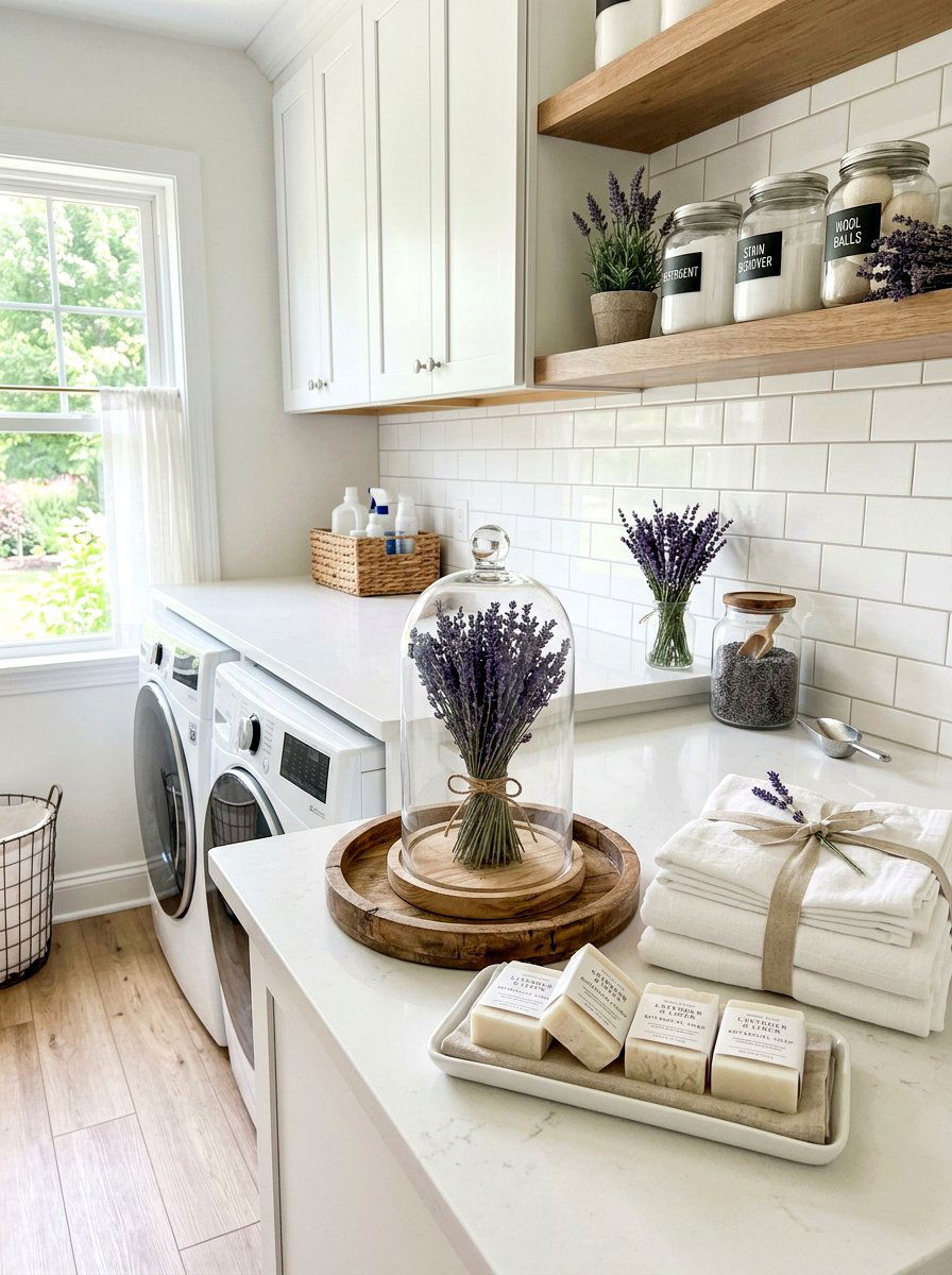 Lavender sprig cloche - 25 Spring Bell Jar Decor Ideas