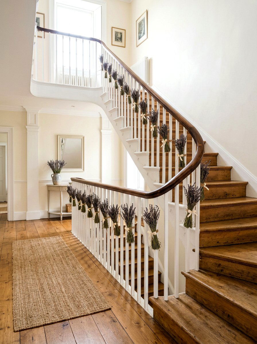 Lavender staircase railing decor - 25 Spring Lavender Decor Ideas
