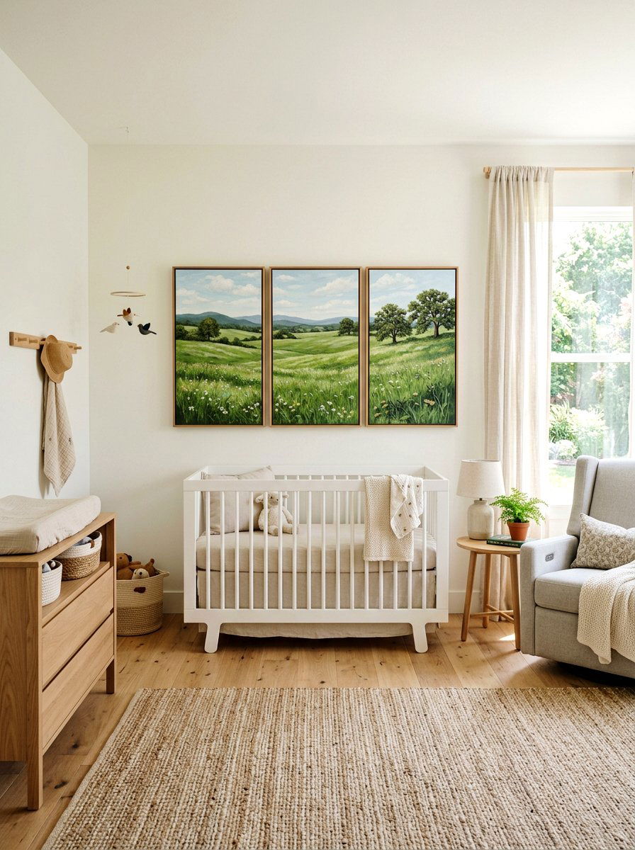 Layered Canvas Landscape Art - 25 Spring Nursery Wall Decor Ideas