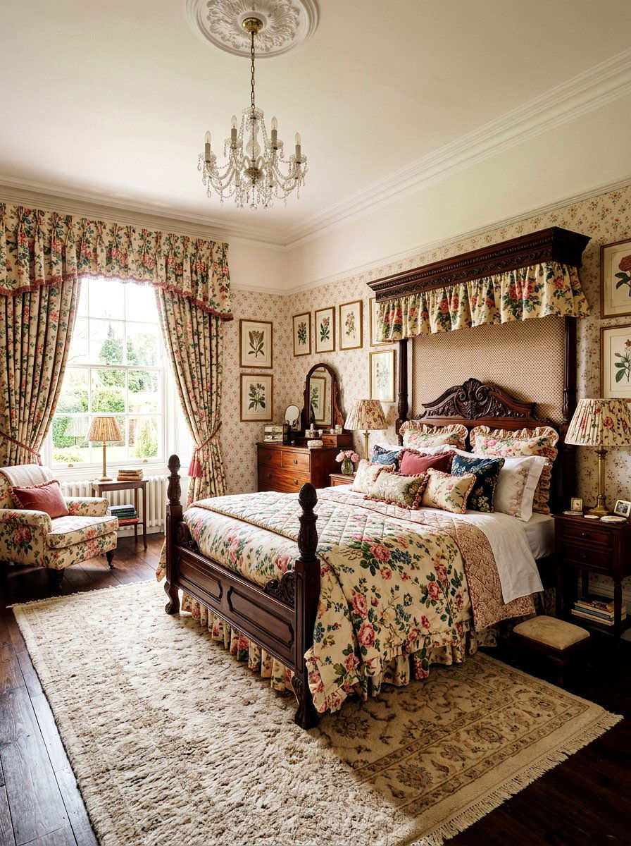 Layered Chintz Bedding Sets - 25 Spring Chintz Decor Ideas