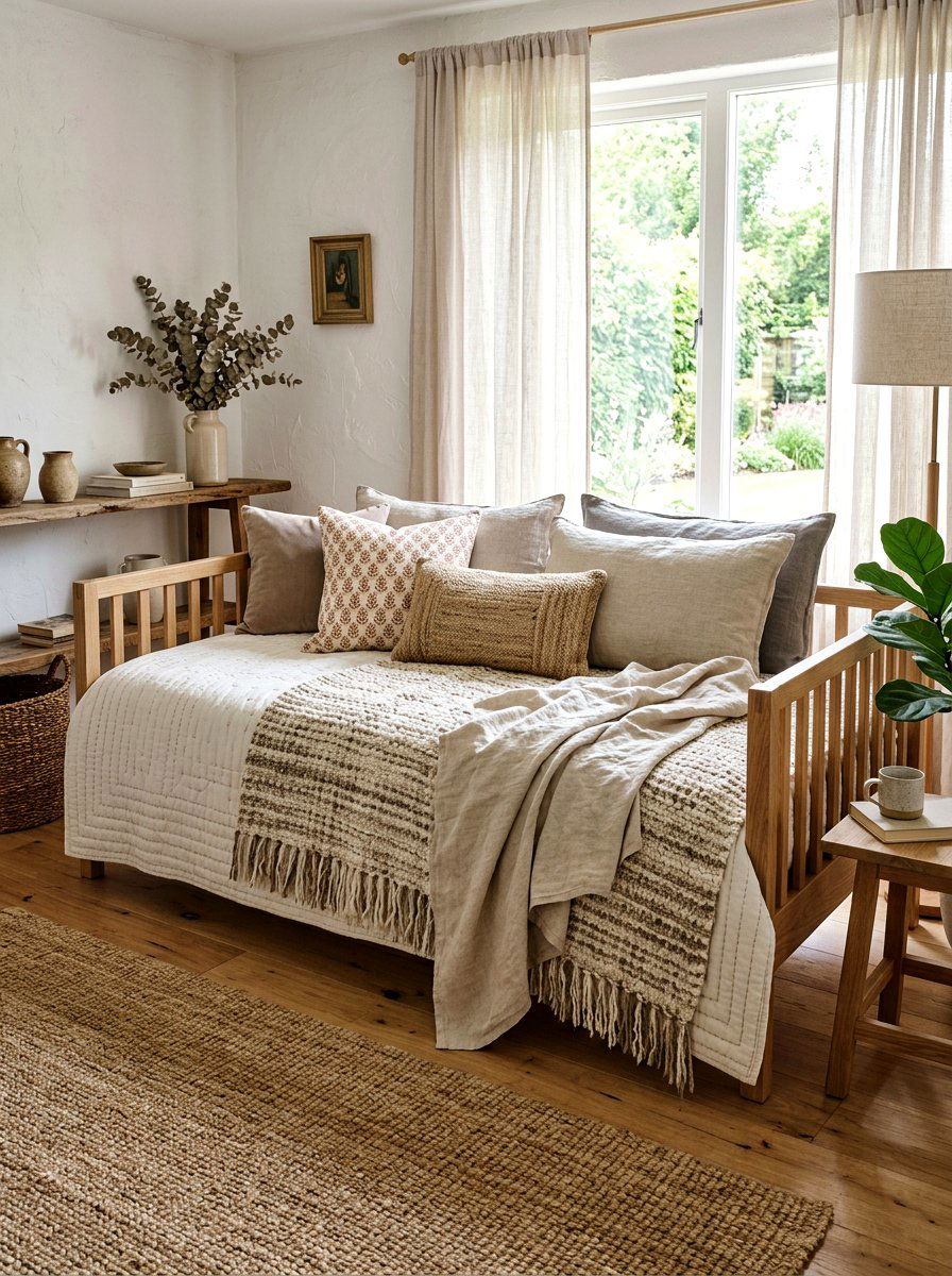 Layered Daybed Blankets - 25 Spring Daybed Decor Ideas