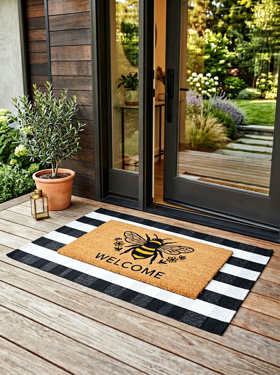 Layered Doormat Set - 25 Spring Patio Door Decor Ideas