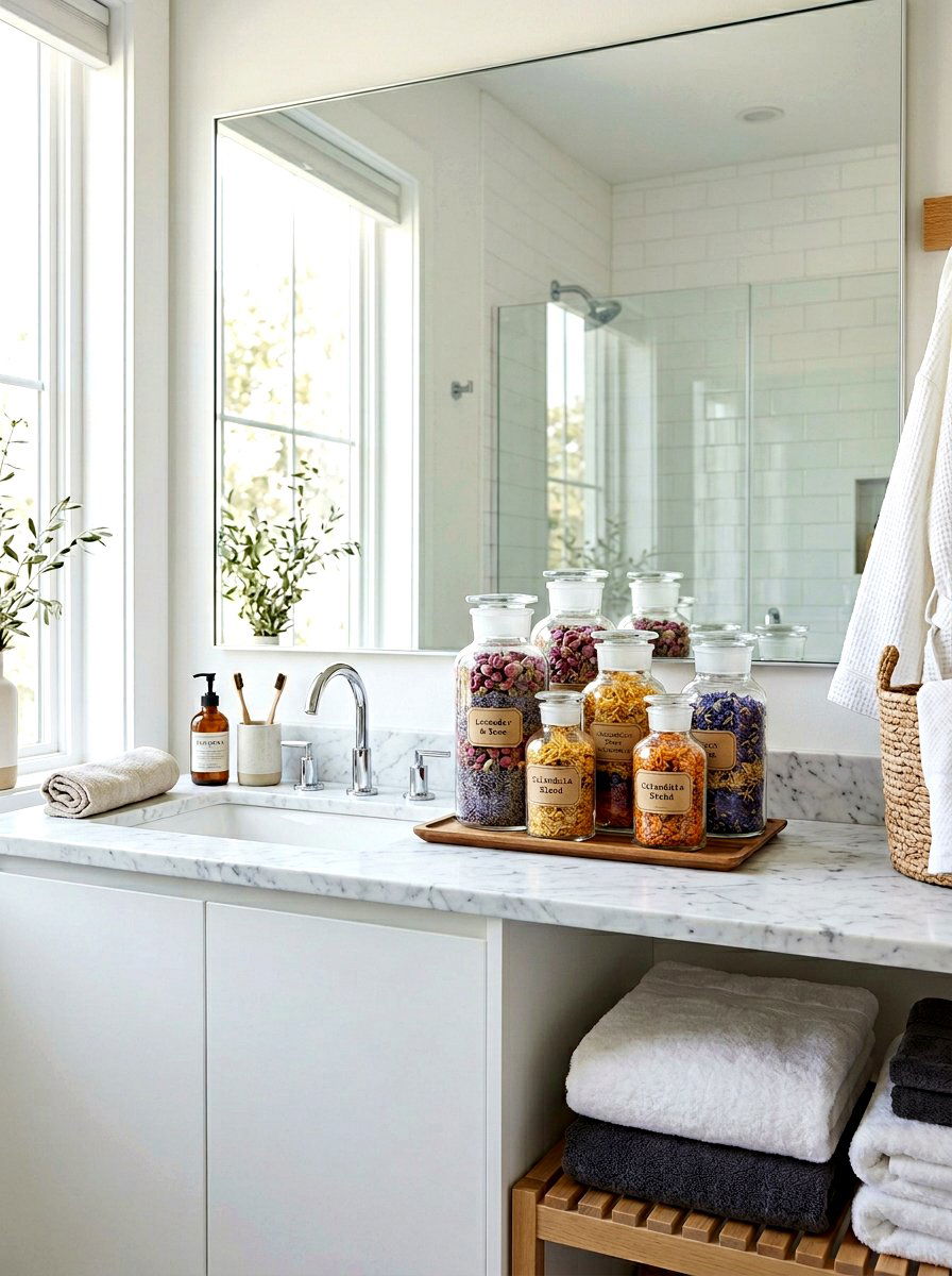 Layered Dried Flower Apothecary Jars - 25 Spring Dried Flower Arrangement Ideas