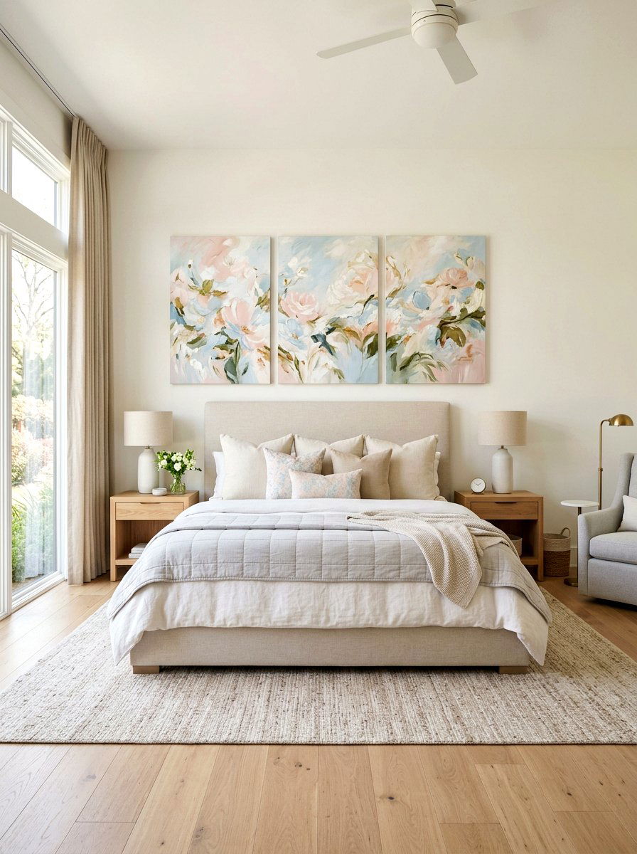 Layered Floral Canvas Set - 25 Spring Abstract Floral Decor Ideas