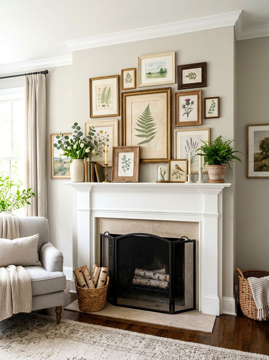 Layered Frame Spring Mantel - 25 Spring Mantel Styling Ideas