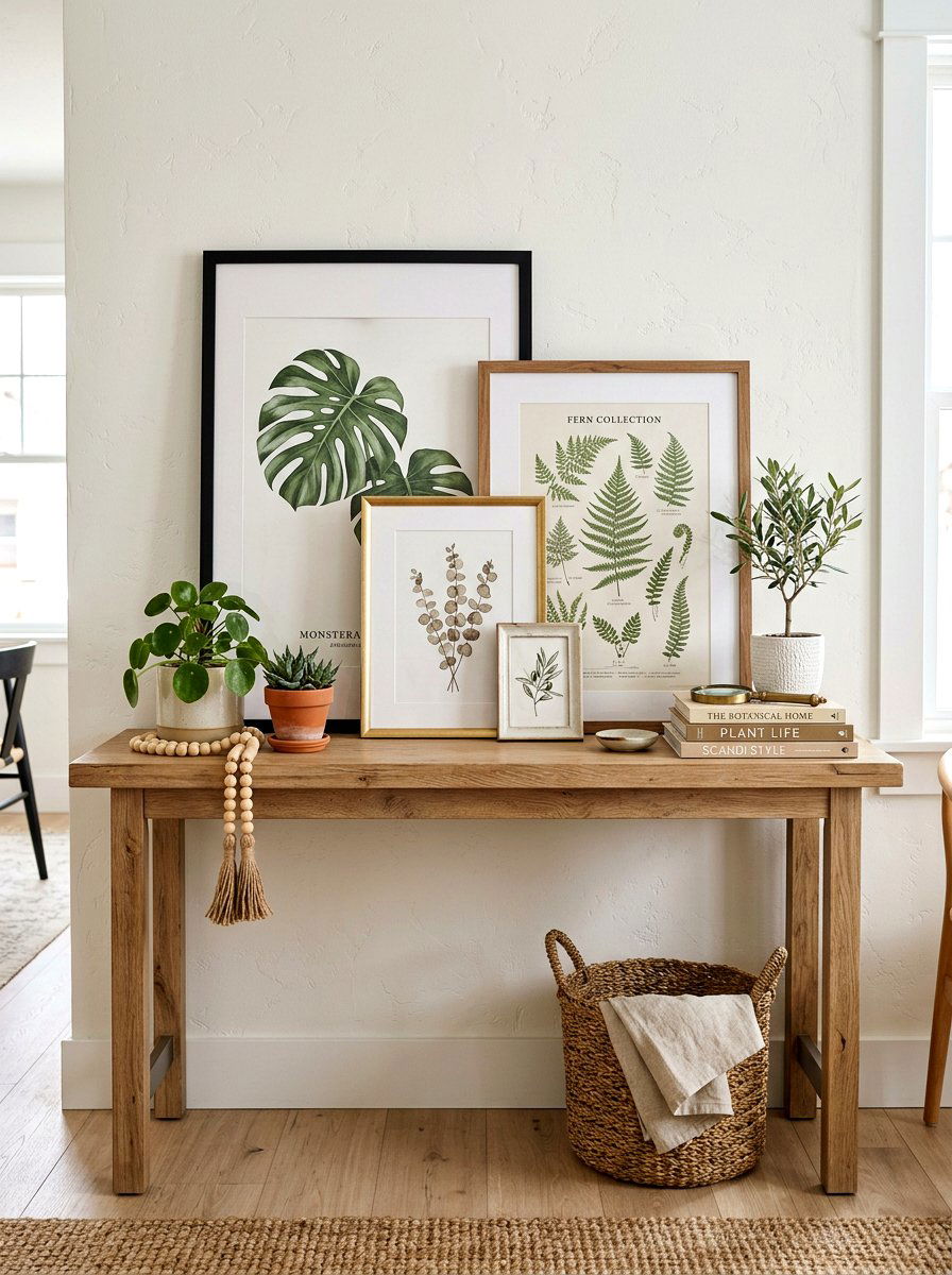Layered Framed Art - 25 Spring Console Table Decor Ideas