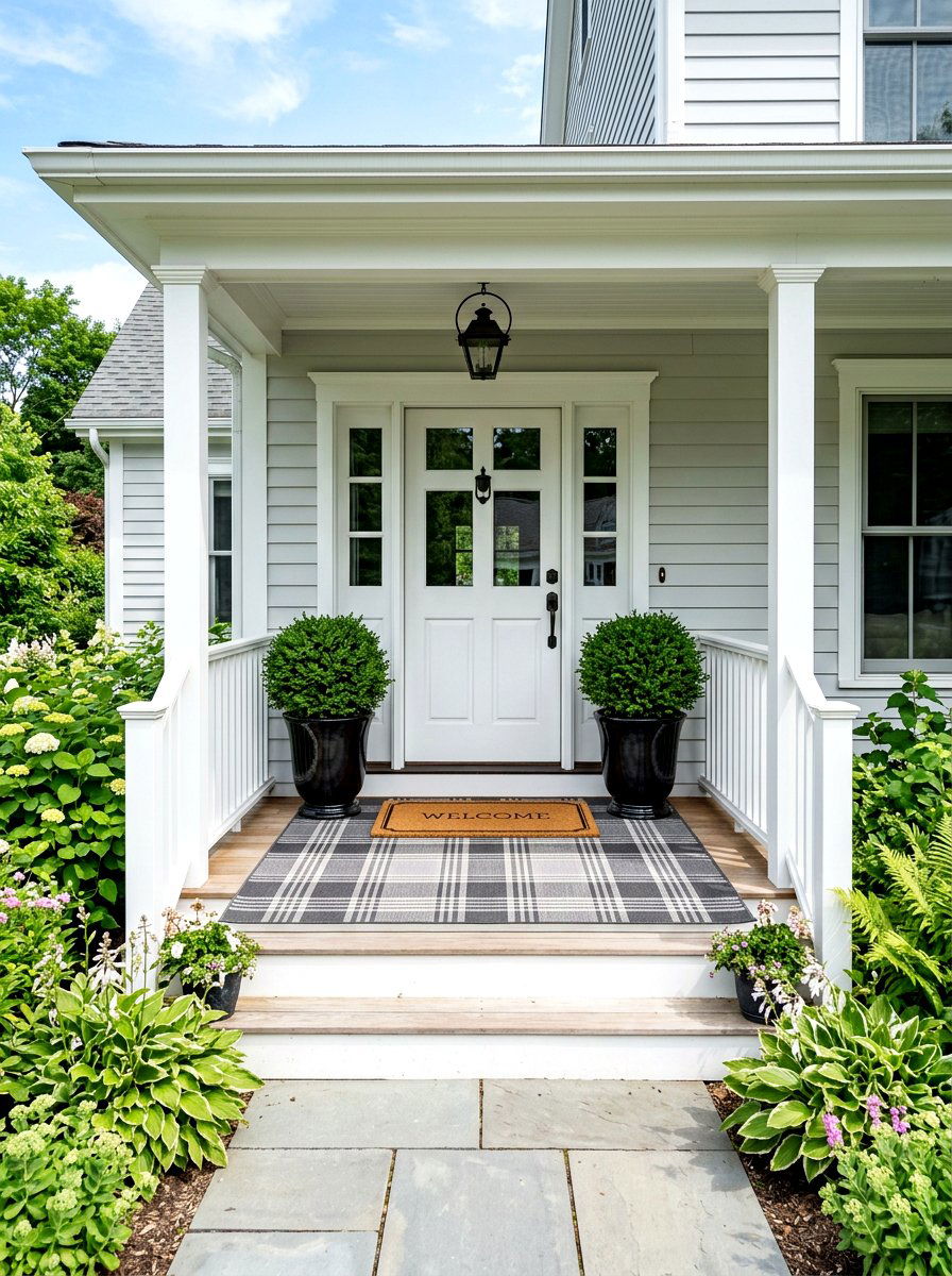 Layered Front Door Mats - 25 Spring Front Porch Decor Ideas