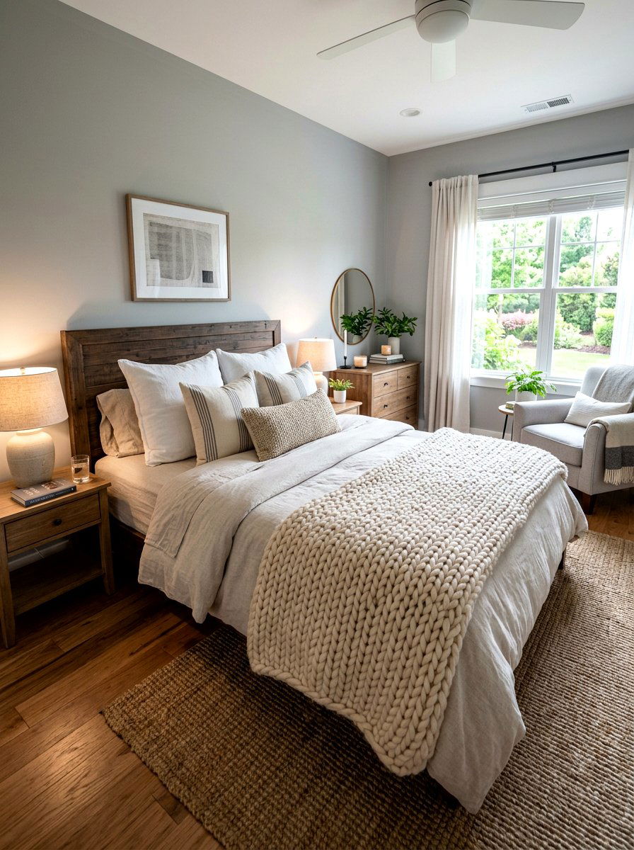 Layered Knit Throw - 25 Spring Bed Styling Ideas