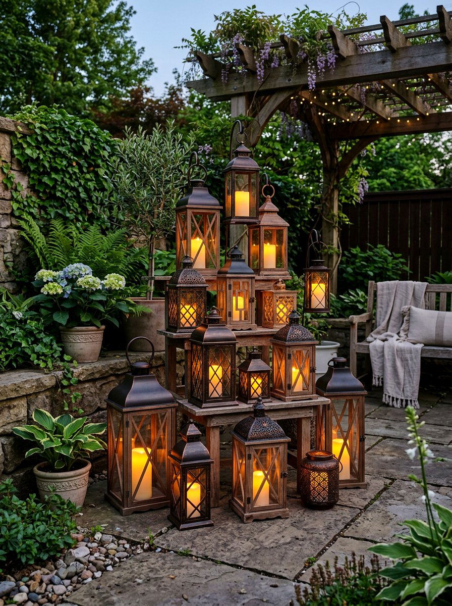 Layered Lantern Sets - 25 Spring Outdoor Lantern Ideas