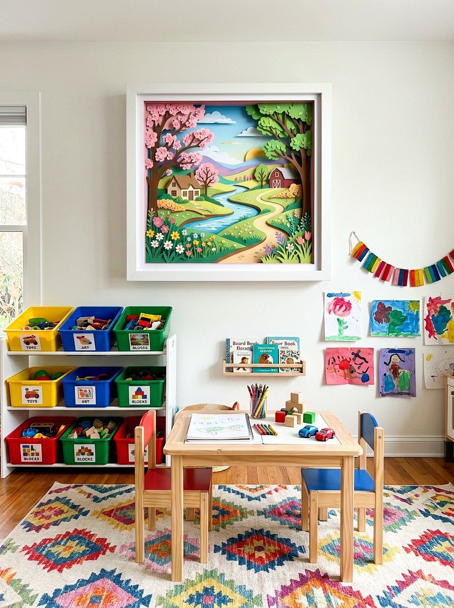 Layered Paper Spring Landscape - 25 Spring Shadow Box Ideas