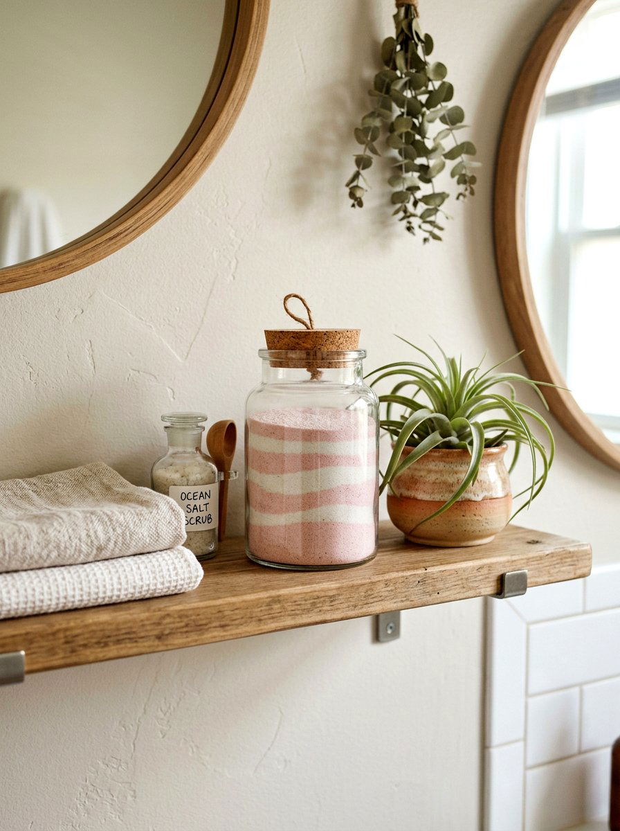 Layered Sand Glass Jar - 25 Spring Bathroom Jar Ideas