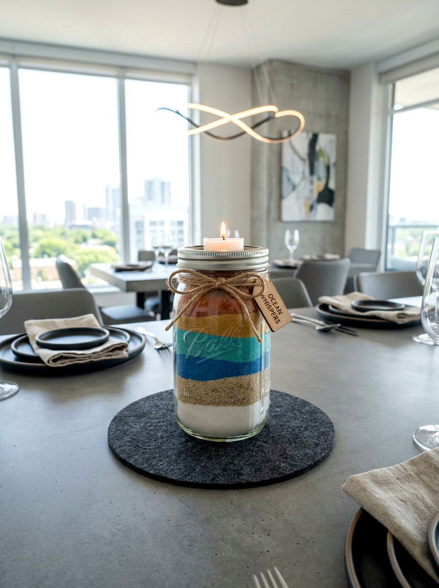 Layered Sand Mason Jar - 25 Spring Mason Jar Centerpiece Ideas