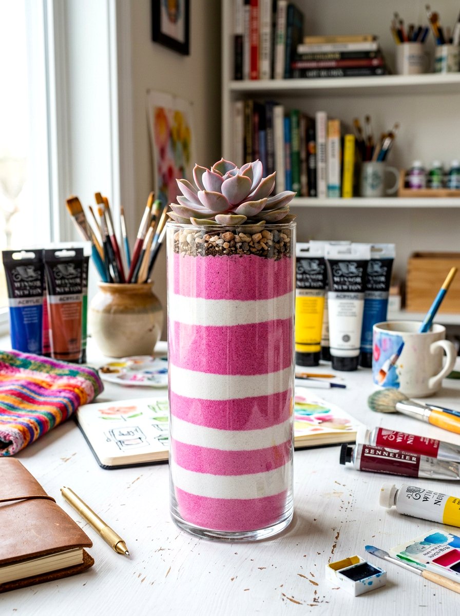 Layered Sand Succulent Jar - 25 Spring DIY Terrarium Ideas