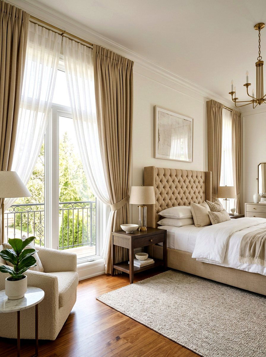 Layered Sheer And Opaque - 25 Spring Bedroom Curtain Ideas