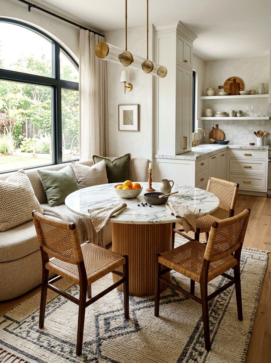 Layered Texture Breakfast Nook - 25 Spring Breakfast Nook Decor Ideas